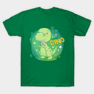 Cute dino smile with pink ribbon on the neck kids T-Shirt